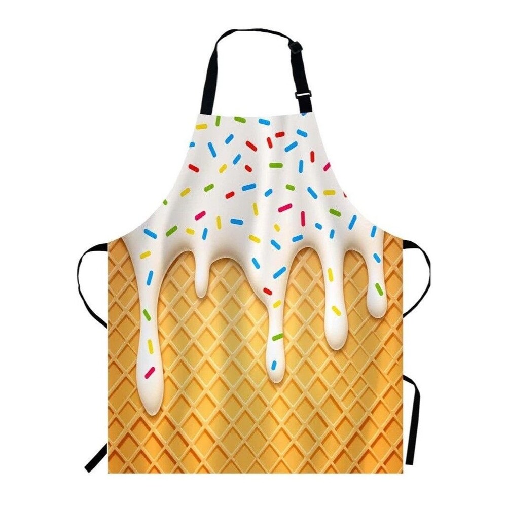 WONDERTIFY Ice Cream Apron,Cartoon Ice Cream Cone with 27*31 inch Multi03